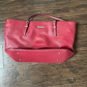 Red Leather Tote Bag